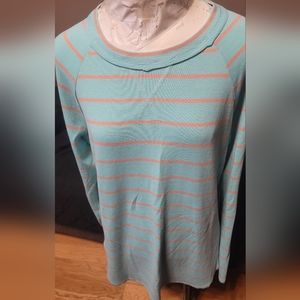 Women's XLG White Birch long sleeve light green stripped t-shirt